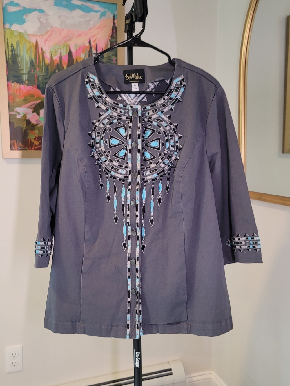 BOB MACKIE Wearable Art Southwest Dream Catcher Embroidered Jacket Women's 2X